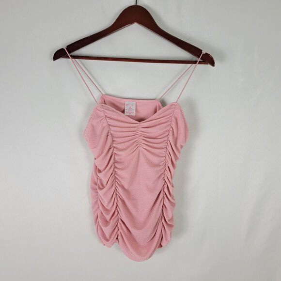 No Boundaries Shirt Juniors Medium‎ Pink Spaghetti Strap Cinched Camisole Top - Picture 1 of 10